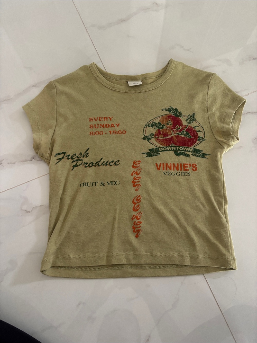 Urban Outfitters Olive Green Vinnie's Veggies Graphic Tee